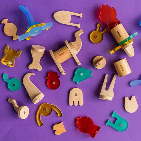 Klocki magnetyczne Lekkid EDU BOX - zestaw konstrukcyjny dla dzieci z drewna i tworzywa, rozwija kreatywność i wyobraźnię.
