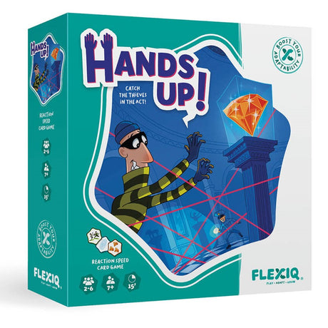Gra karciana Flexiq Hands Up dla dzieci, rozwijająca elastyczność poznawczą i szybkość reakcji w zabawnej formie.