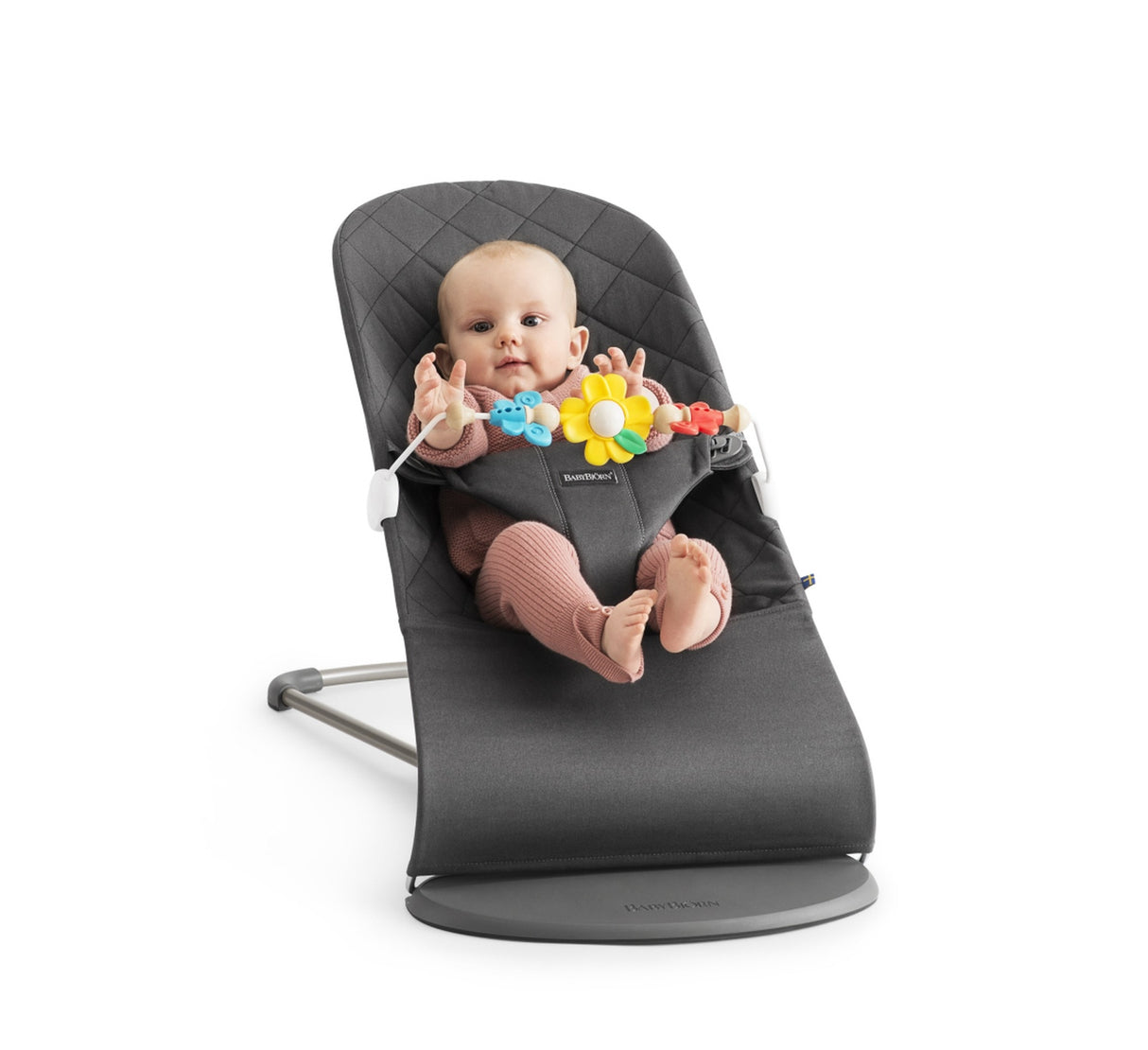 Bujak Leżaczek Babybjorn Bliss Antracytowy Zabawka Balance Googly Eyes