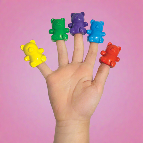 Kredki na palec w kształcie misiów dla maluchów, zestaw 6 sztuk Ooly Misie Cuddly Cubs dla małych rączek.