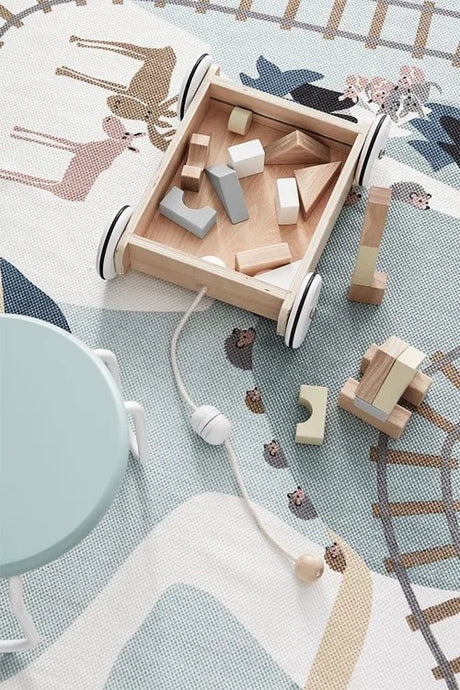 Klocki dla dzieci Kid's Concept Wózek z klockami drewnianymi