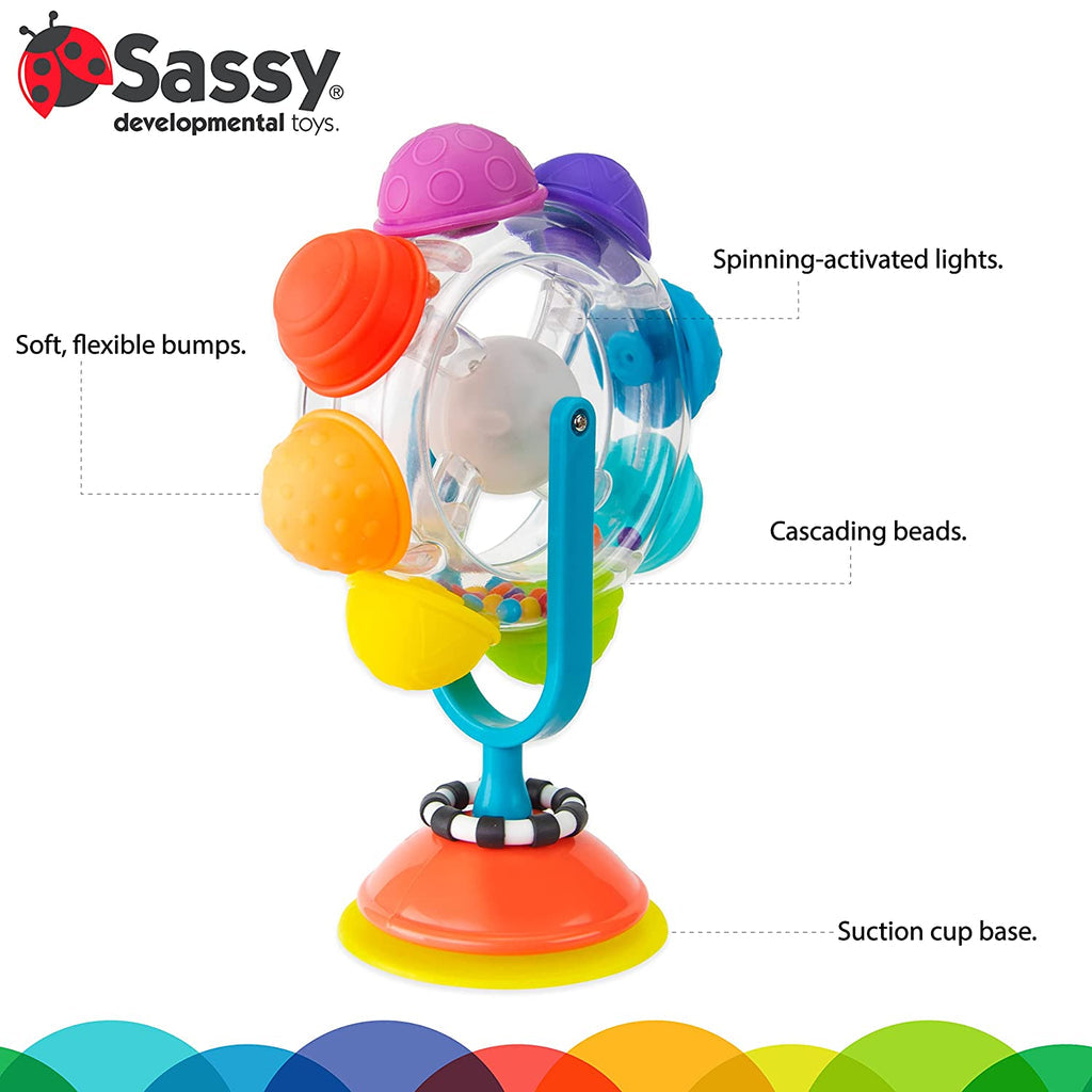 Sassy: juguete con un carrete brillante de la taza de succión