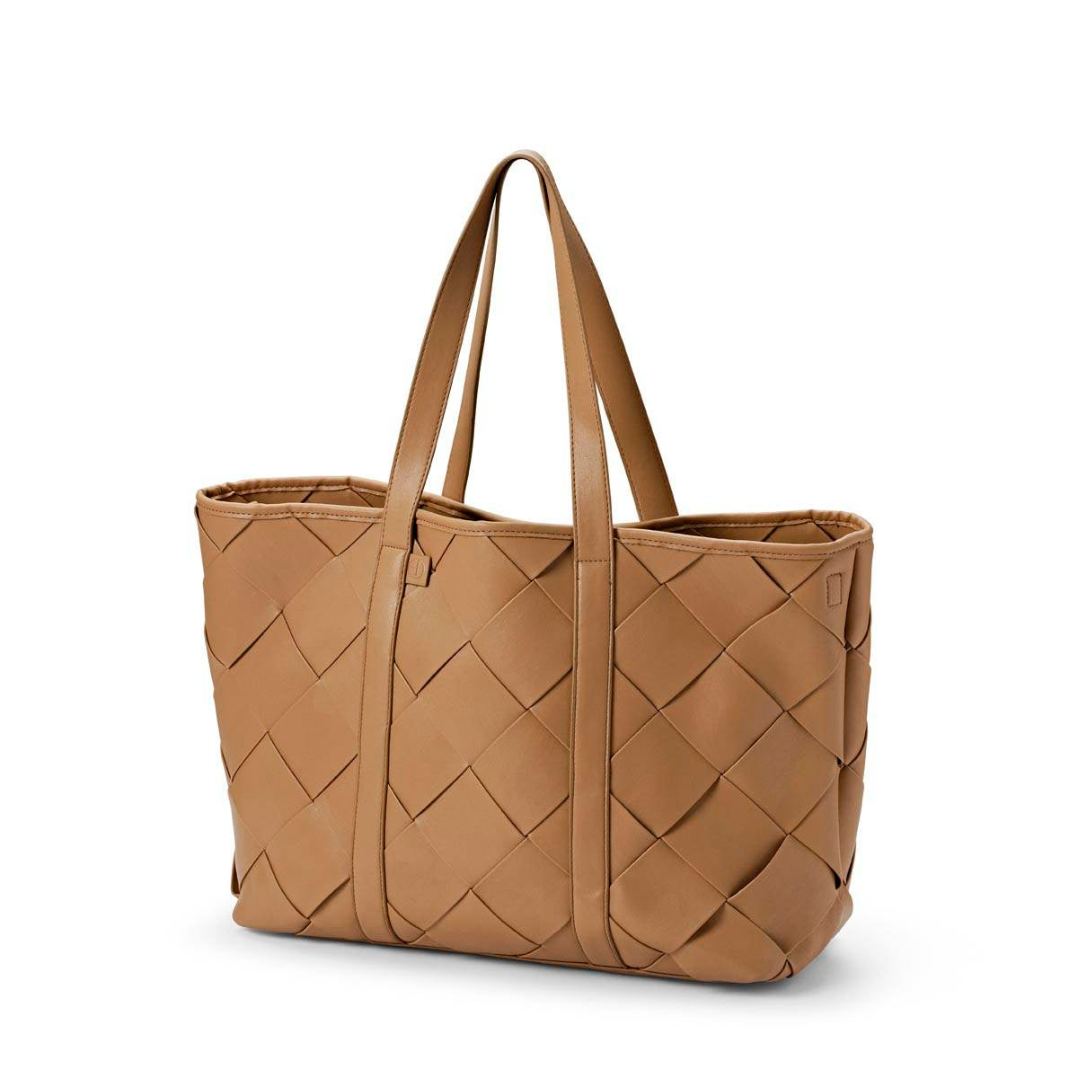Stylowa torba do wózka Elodie Details Caramel Braided dla mamy, która ceni modny design i funkcjonalność.