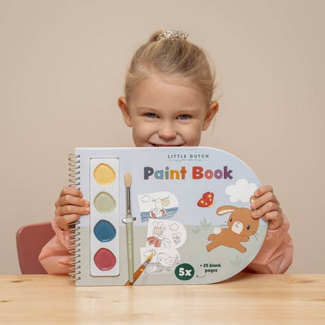 Farby akwarelowe Little Dutch Paint Book: kolorowanka z akwarelami, 4 farby, pędzelek, 30 stron do malowania dla dzieci 3+