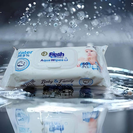 Fresh Baby: chusteczki nawilżane wodą Aqua Wipes 60 szt. - Noski Noski