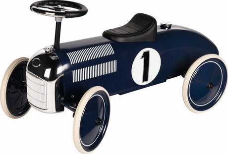 Granatowy samochód dla dzieci Gollnest Kiesel Formuła 1, wysokiej jakości jeździk z gumowymi oponami.