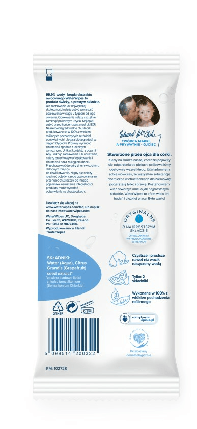WaterWipes: chusteczki nasączanie czystą wodą BIO Travel Pack 28 szt. - Noski Noski