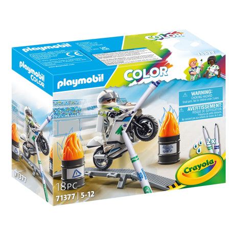 Kaskaderski Motocykl do Kolorowania Playmobil Crayola - kreatywna zabawa dla dzieci, stwórz własny unikalny motocykl!
