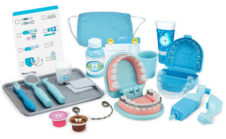 Zestaw Dentystyczny Melissa Doug dla dzieci, 25 narzędzi, w tym lusterko dentystyczne dla zabawy w dentystę.