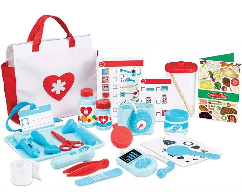 Zestaw lekarski dla dzieci Melissa Doug Get Well Doctor's Kit z realistycznymi akcesoriami do zabawy w lekarza.