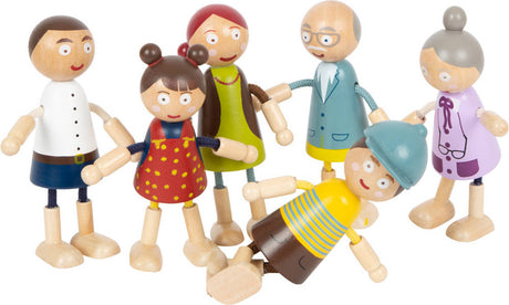 Drewniane lalki Small Foot - elastyczne, solidne zabawki dla dziewczynek do kreatywnej zabawy, lalki dla dzieci.