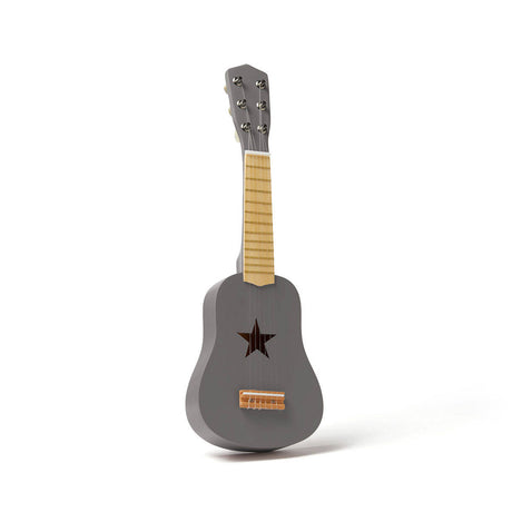 Drewniana gitara dla dzieci Kids Concept Dark Grey z poliamidowymi strunami i miedzianymi progami dla małych muzyków.