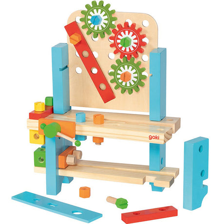 Goki Stolik warsztatowy z narzędziami dla 3 i 4 latka, idealny do kreatywnej zabawy i rozwijania zdolności manualnych.