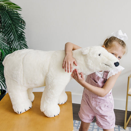 Duży, miękki pluszowy niedźwiedź polarny Melissa & Doug, idealna maskotka dla dzieci, wykonana z jedwabistego pluszu.