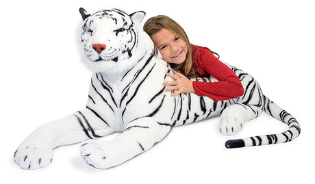Duża maskotka biały tygrys Melissa & Doug z realistycznymi detalami idealna do przytulania i zabawy dla dzieci.