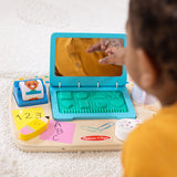 Laptop Edukacyjny Drewniany Melissa & Doug, bezpieczny komputer zabawkowy, idealny laptop dla dzieci w podróży.