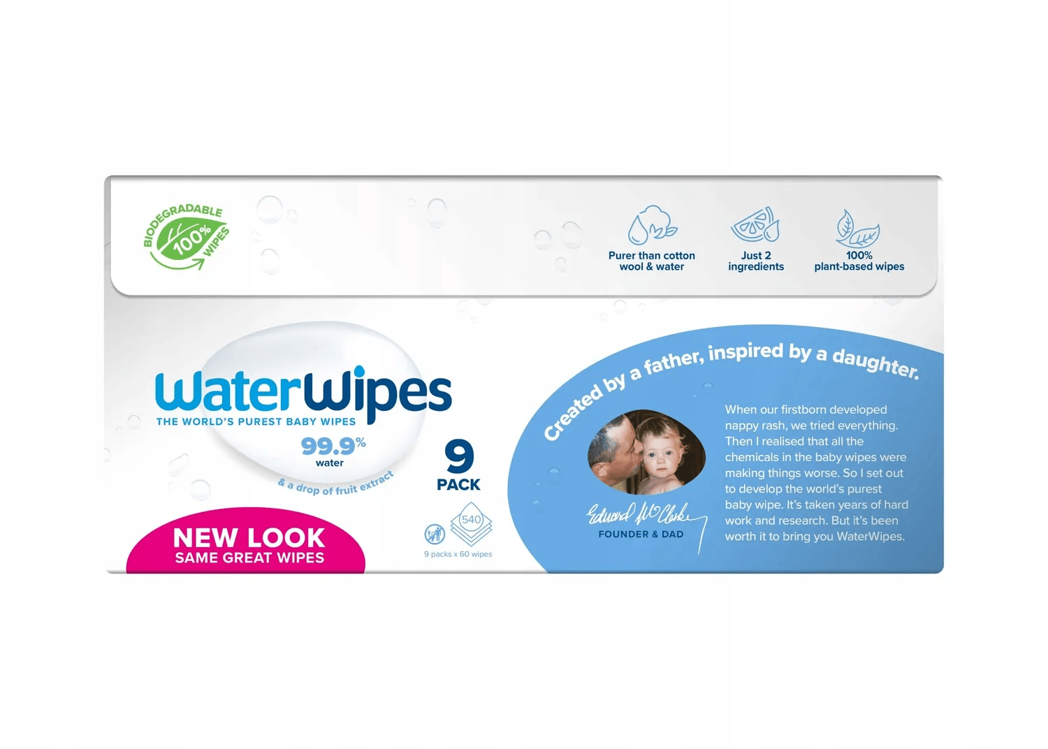 WaterWipes: chusteczki nasączane czystą wodą BIO 9 x 60 szt. - Noski Noski
