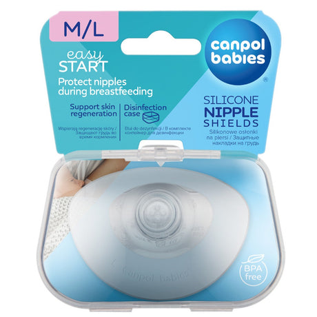 Nakładki na sutki do karmienia Canpol Babies EasyStart, miękki silikon chroni obolałe brodawki, bezbolesne karmienie piersią.