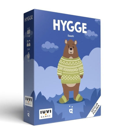 Gra Iuvi Hygge - rodzinna gra planszowa, karty, gromadzenie zapasów, zimowa rywalizacja, proste zasady, świetna zabawa.