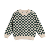 Sweter Kid Story Green Chessboard Merino