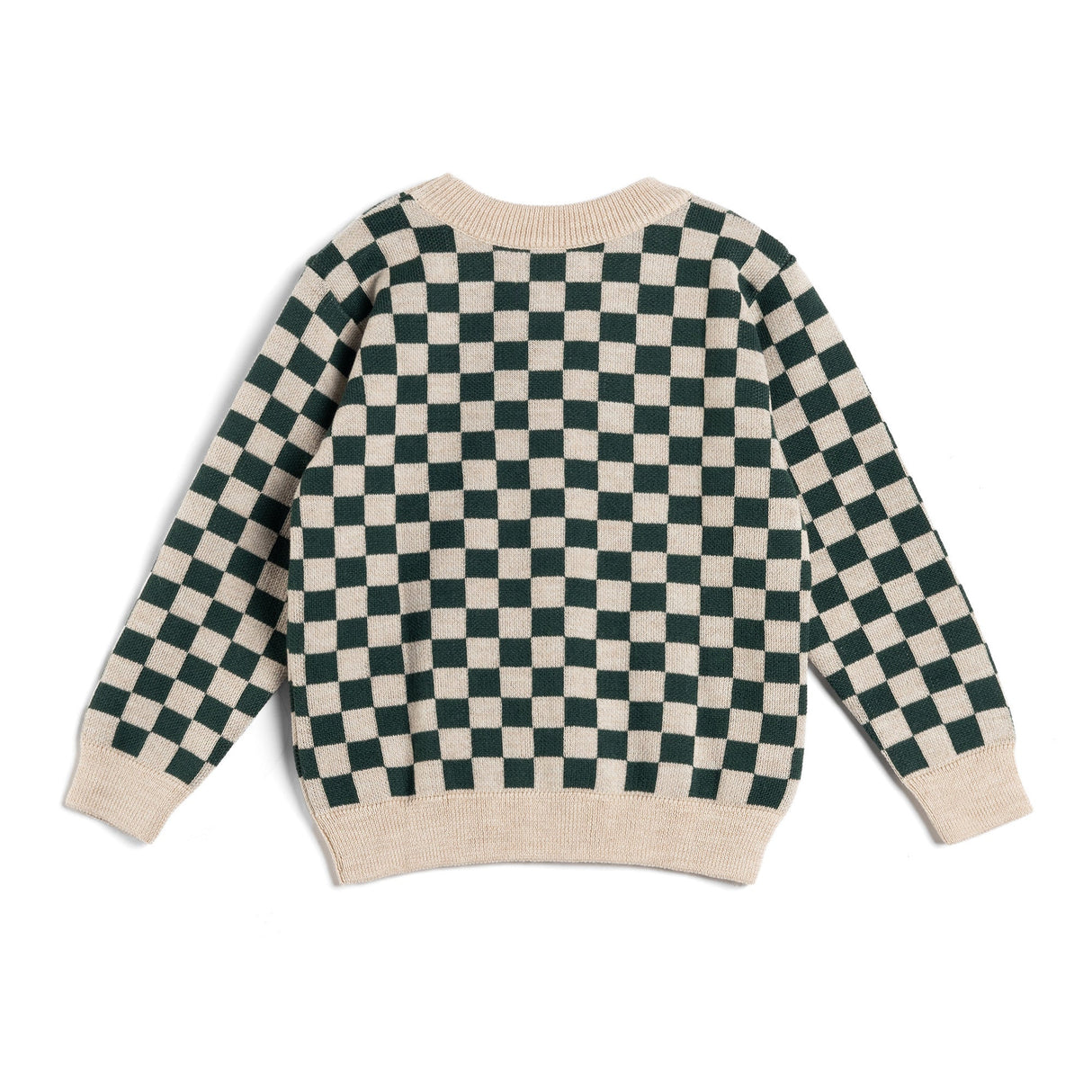 Sweter Kid Story Green Chessboard Merino