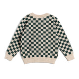 Sweter Kid Story Green Chessboard Merino