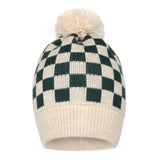 Czapka merino Kid Story Green Chessboard