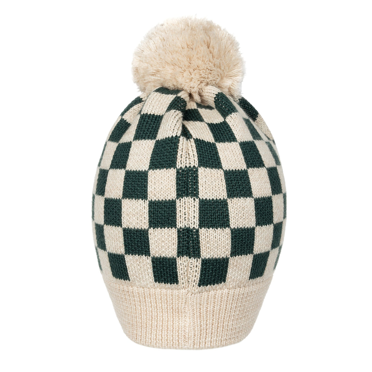 Czapka merino Kid Story Green Chessboard