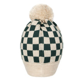 Czapka merino Kid Story Green Chessboard