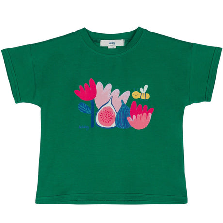 Koszulka dla dzieci Kid Story Green z bawełny organicznej z oryginalnym nadrukiem zapylaczy.
