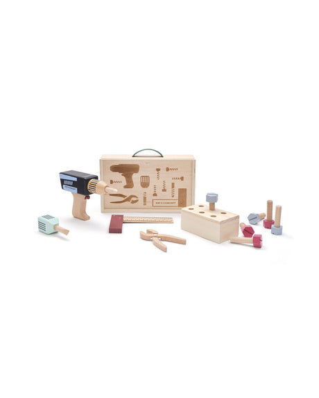Drewniana skrzynka narzędziowa Kid's Concept Kid's Hub z zestawem narzędzi dla małego majsterkowicza, idealna do zabawy i nauki.