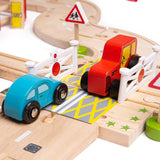 Tory drewniane Bigjigs Toys Railway Road Set 80 elementów