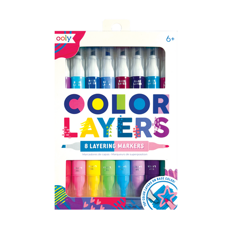 Dwustronne markery Ooly Color Layers 8 szt., idealne do wielowarstwowych efektów i szczegółowych akcentów, bez smug i rozmazywania.