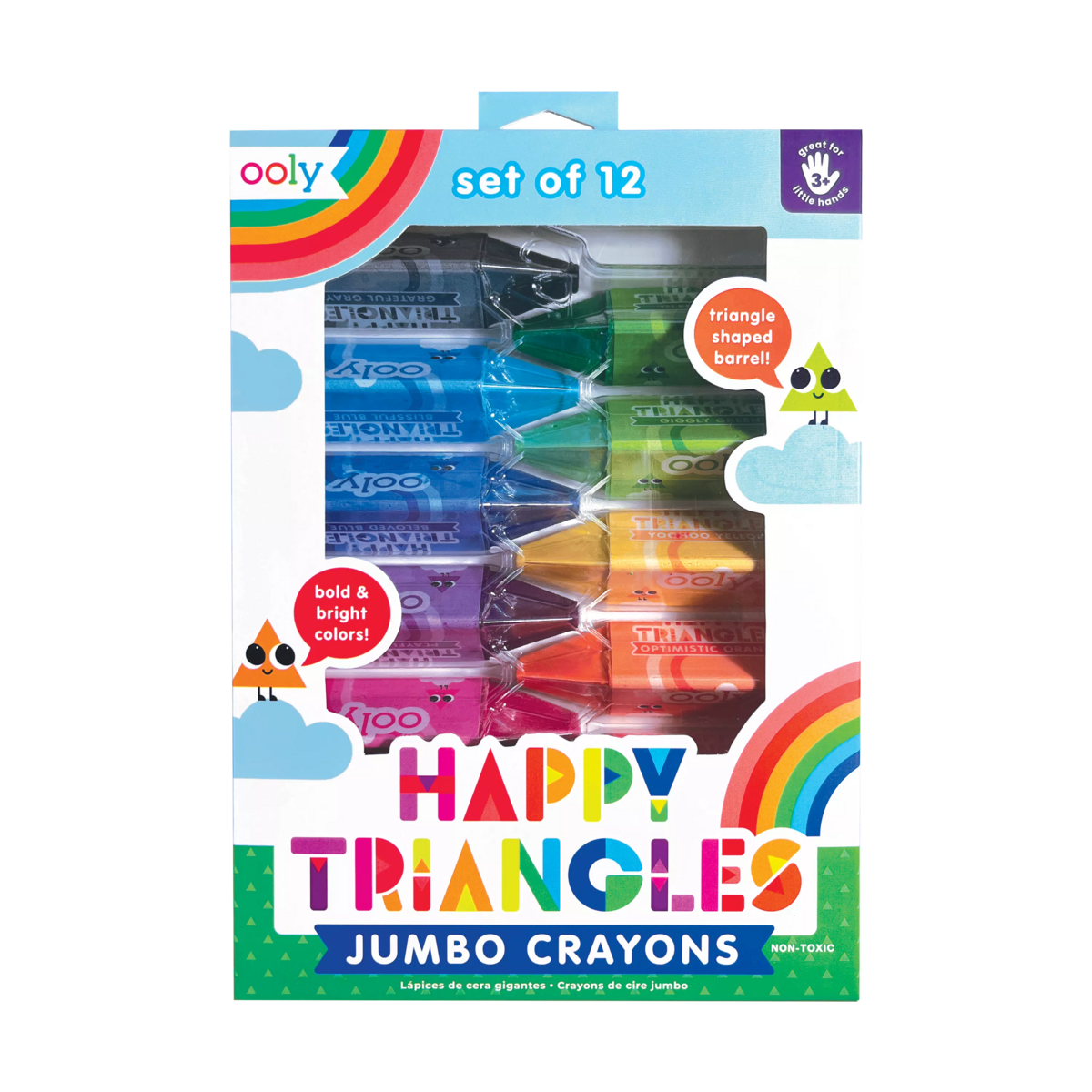 OOLY: Toddler Crayons triangulaire Jumbo Happy Triangles 12 PCS.
