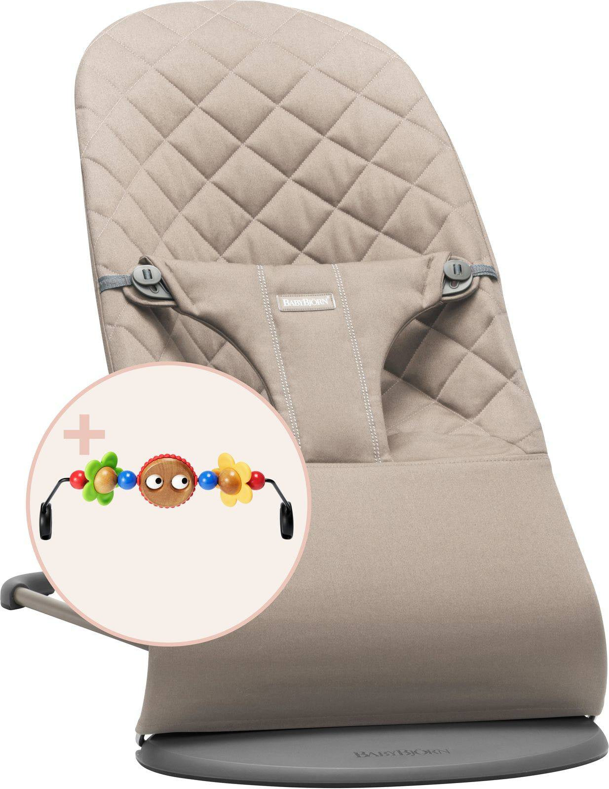 Babybjorn - Bliss Woven deckchair, sandstyars + Googly Eyes toy