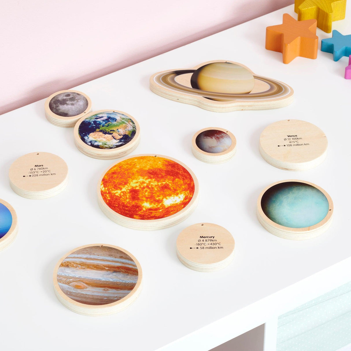 Układ Słoneczny Tickit Wooden Solar System 11 elementów Drewniane Planety z Plakatem