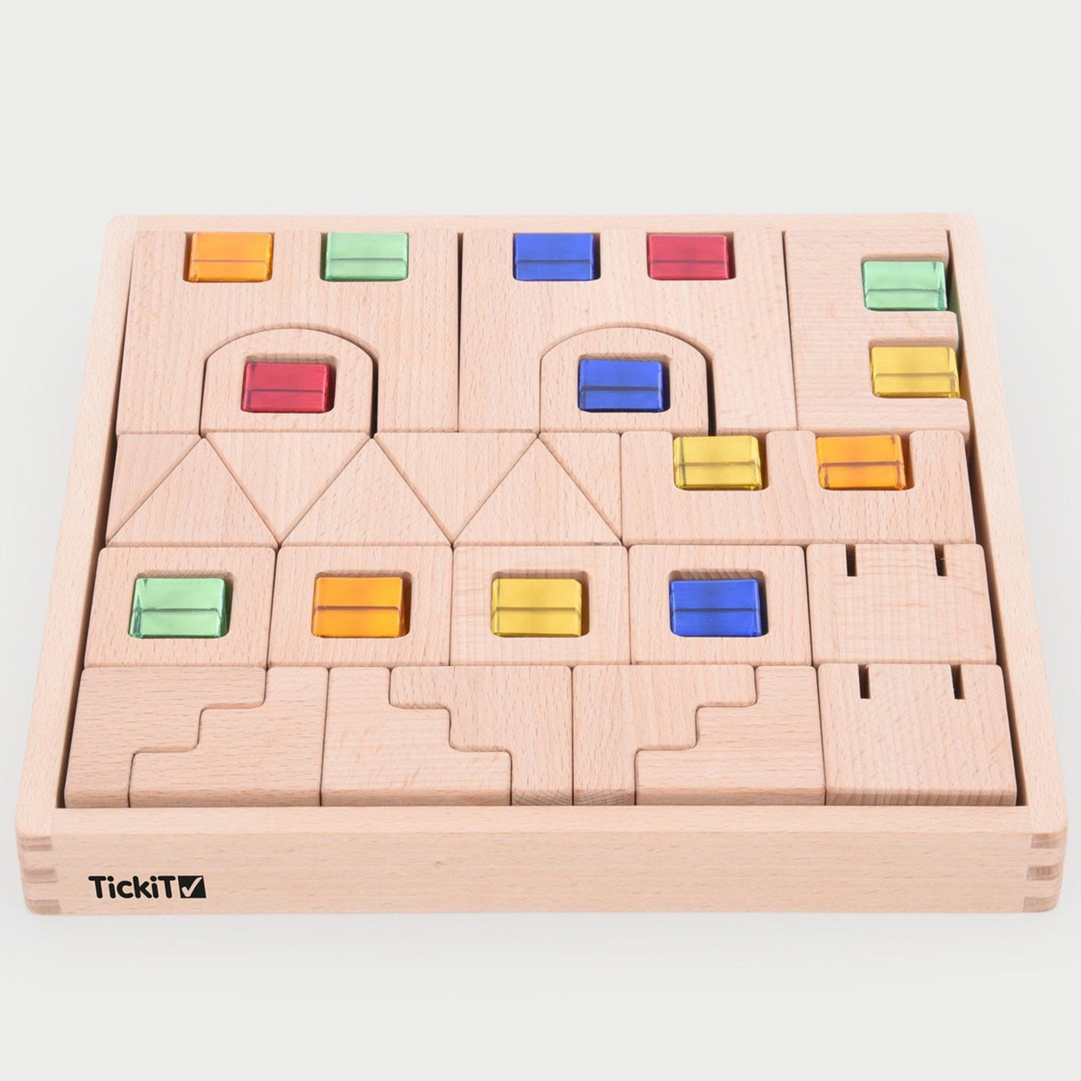 Klocki konstrukcyjne Tickit Wooden Building Gem Blocks 40 elementów