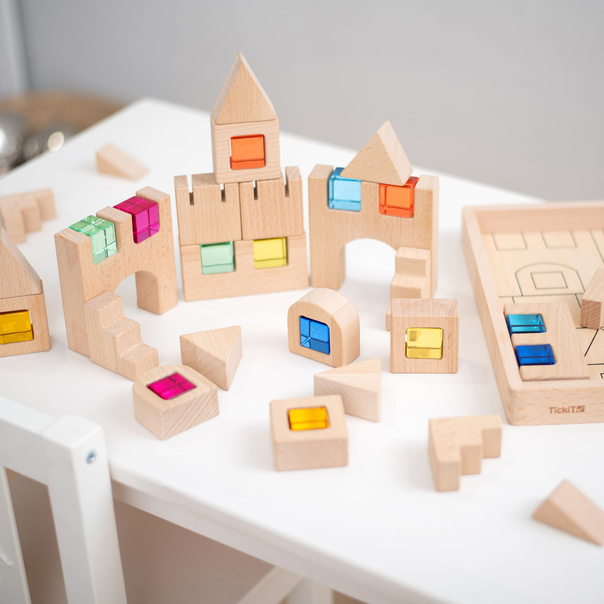 Klocki konstrukcyjne Tickit Wooden Building Gem Blocks 40 elementów