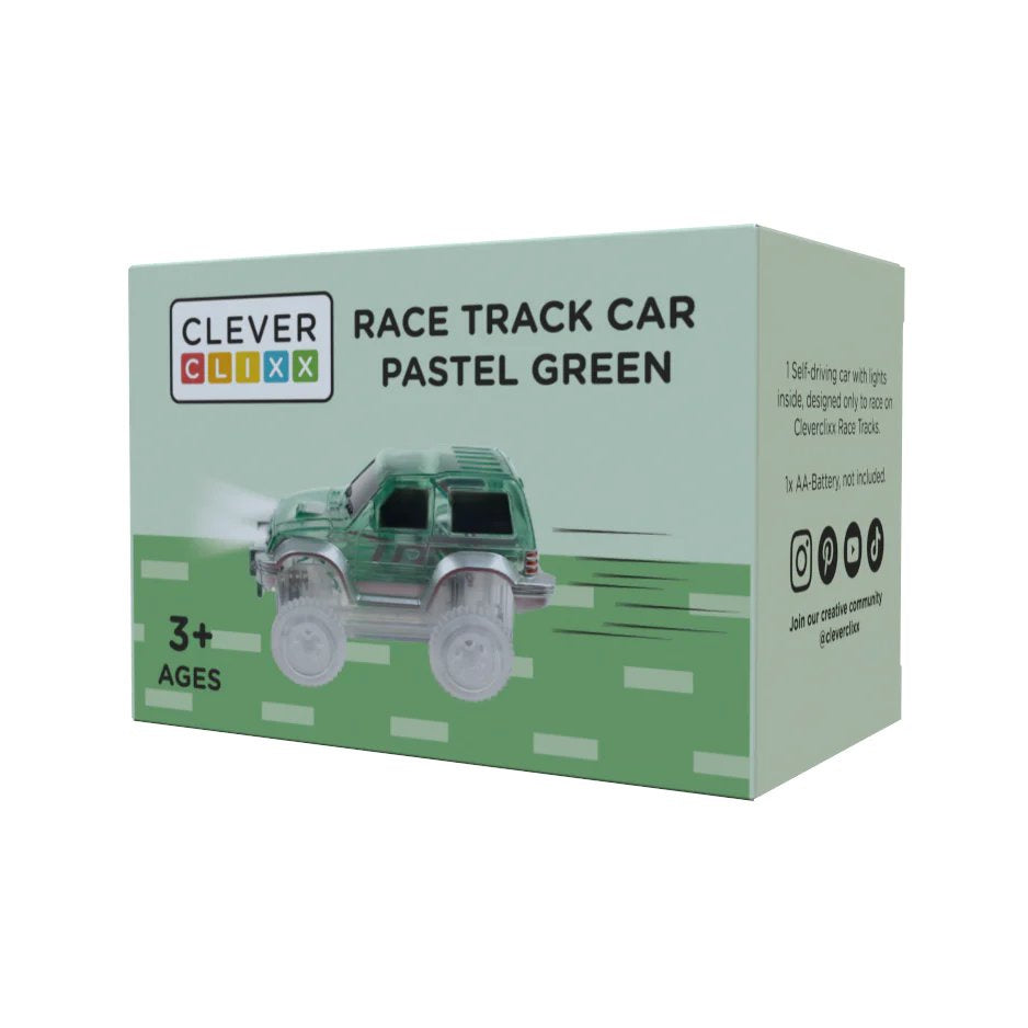 Cleverclixx - Klocki magnetyczne Race Track Car Pastel Green