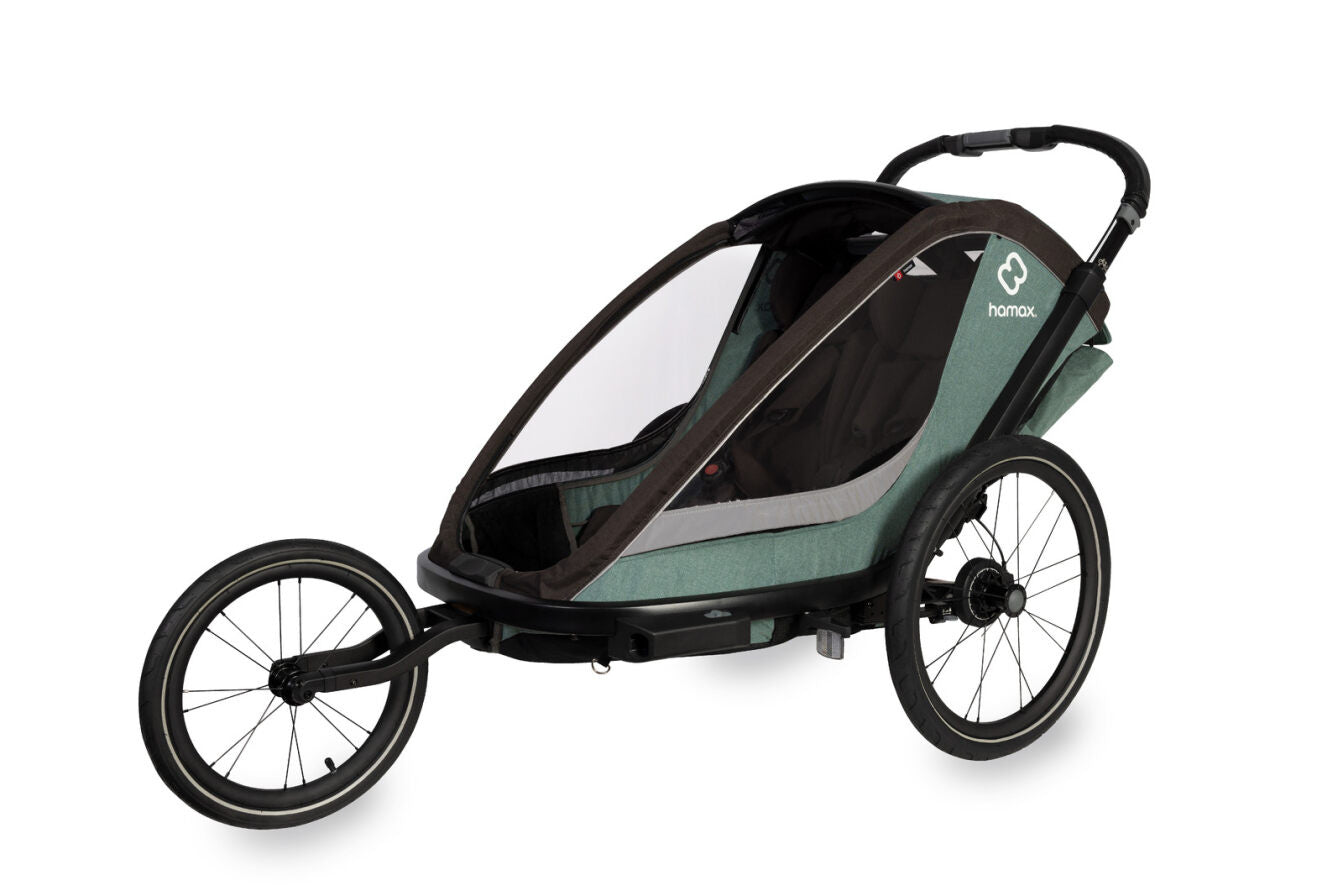 Hamax - велосипедний причіп Cocoon з біговим набором, подвійний - зелений/чорний