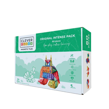 Klocki magnetyczne Cleverclixx Original Intense Pack - 60 elementów, rozwijaj wyobraźnię i kreatywność dziecka.