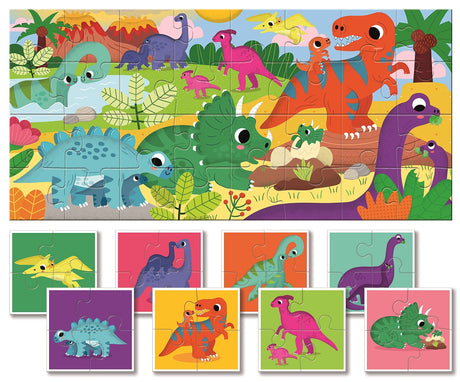 Zabawki dla 2 latka Ludattica Dinozaury dwustronne dla najmłodszych