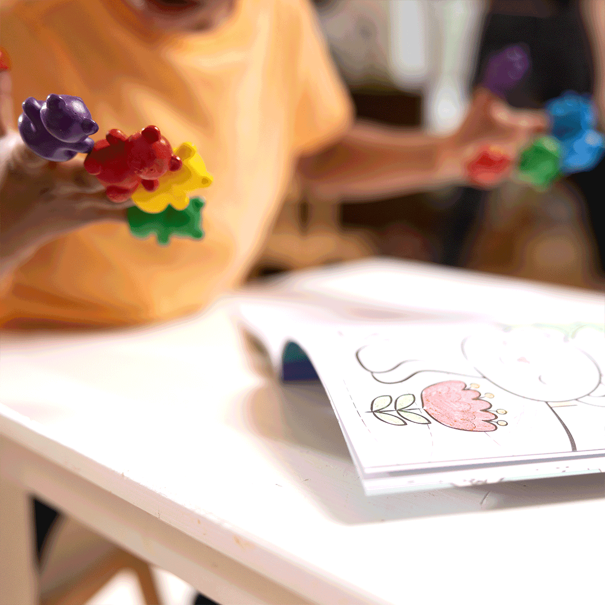 Ooly: Crayones de niños pequeños para Finger Teddy Bear Cubs Cubs 6 PC.