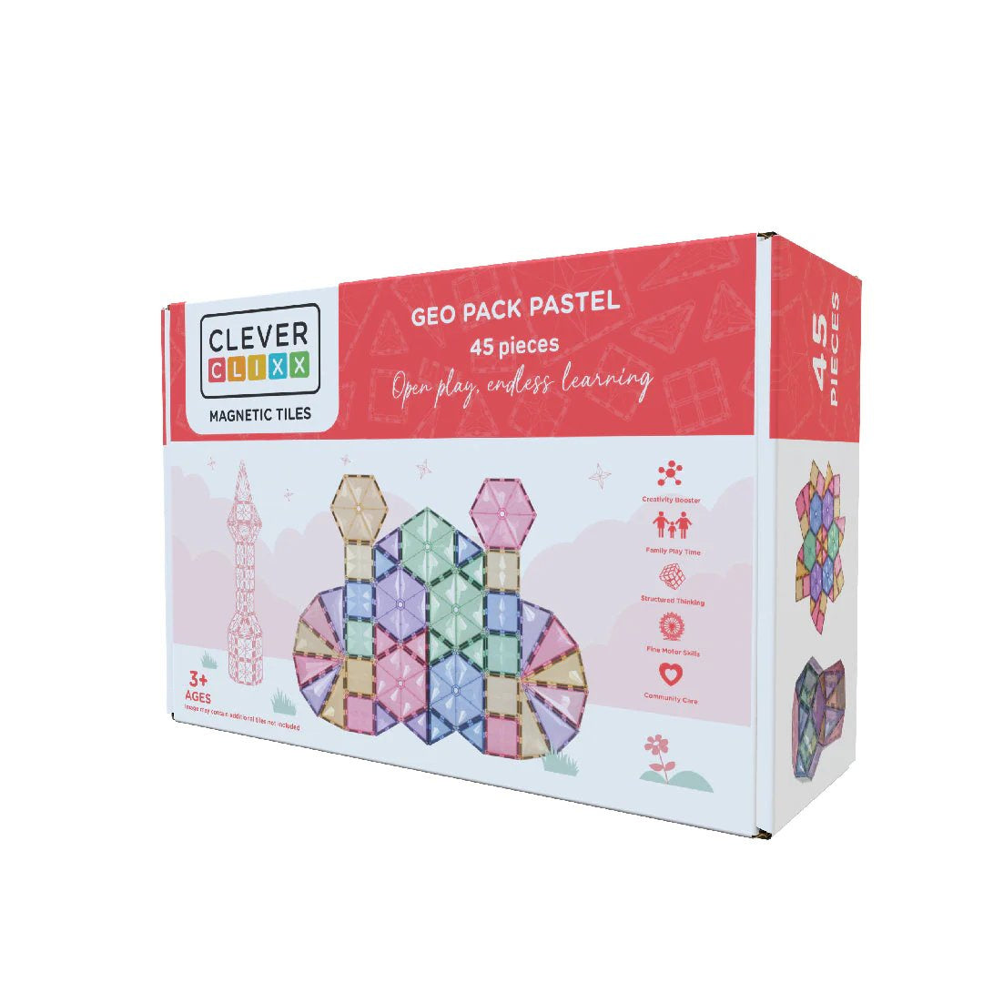Cleverclixx - Blocs magnétiques Geo Pack Pastel - 45 El.