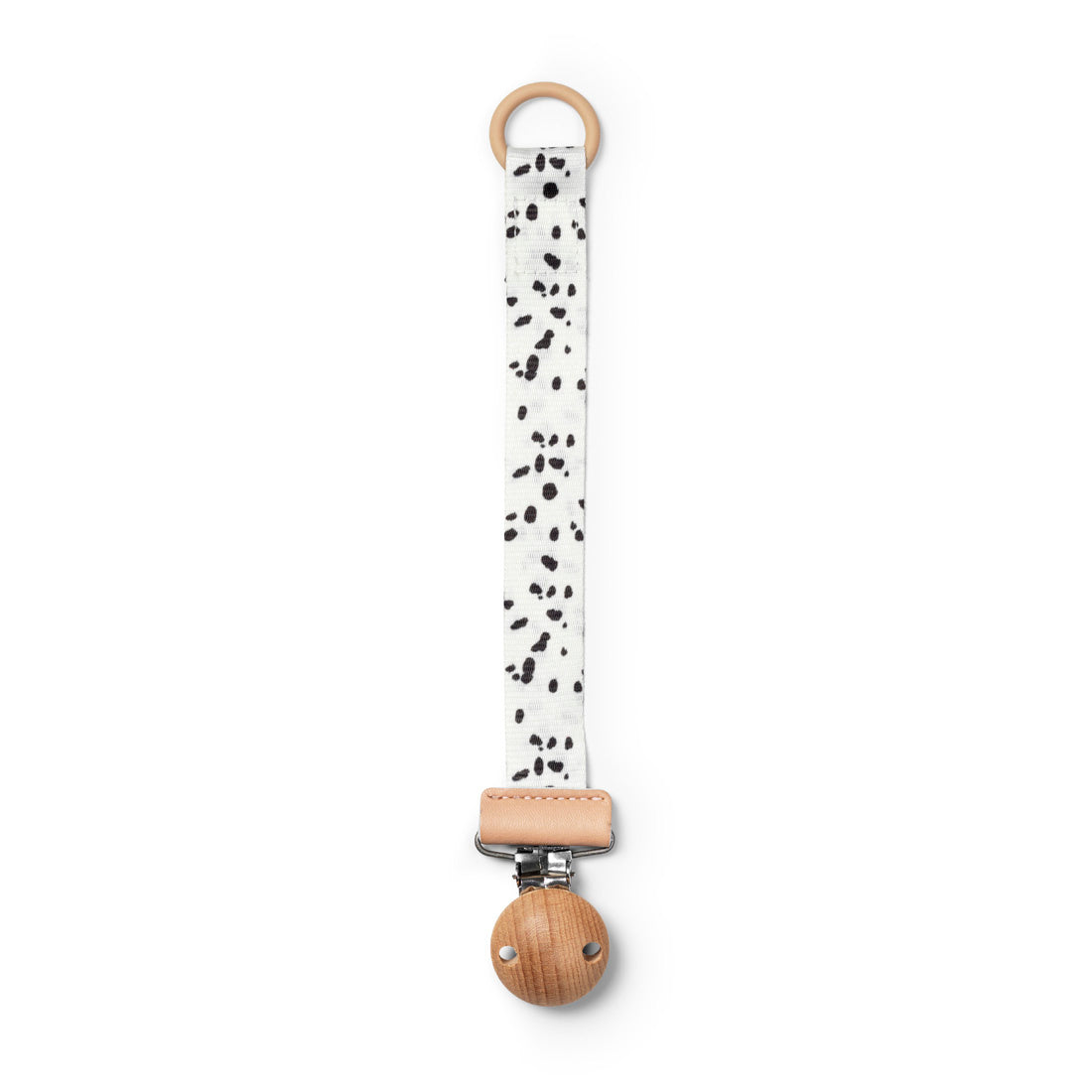 Zawieszka do smoczka Elodie Details Dalmatian Dots z drewnem i silikonowym pierścieniem, elegancki lancuszek do smoczka.