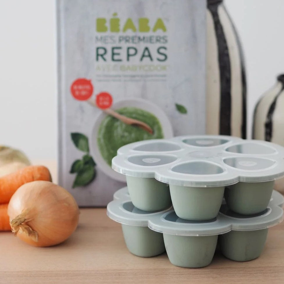 BeaBa: Silikon -Gefrierbehälter 6 x 90 ml Salbei grün