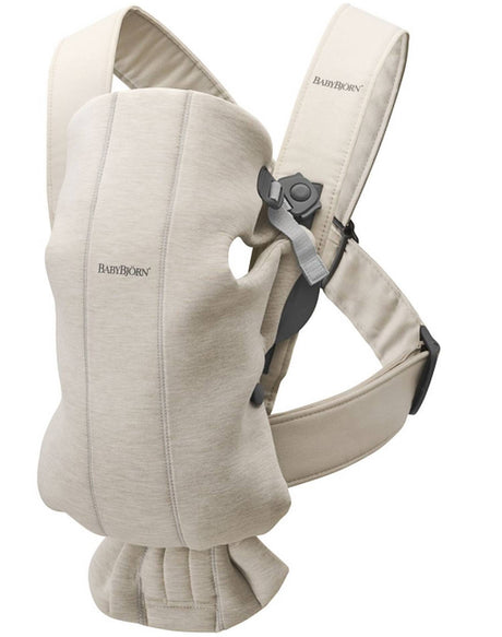 Nosidełko dla dziecka Babybjorn Mini 3D Jersey jasny beż, miękkie i przewiewne, idealne dla niemowlaka, zapewnia bliskość i swobodę.