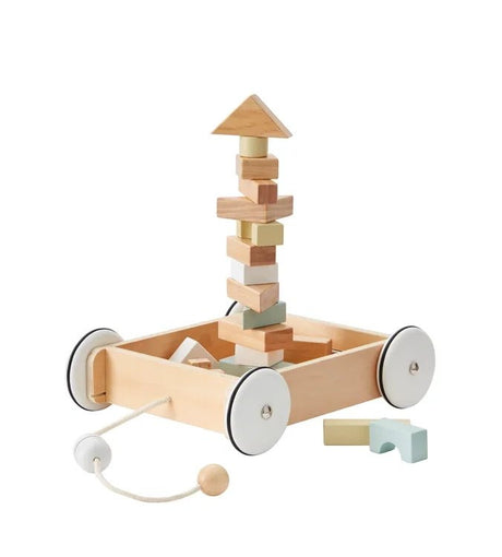Klocki drewniane Kid's Concept - wózek z klockami dla dzieci, gwarantujący długie godziny kreatywnej zabawy.