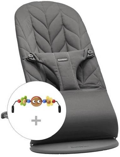 Leżaczek Babybjorn Bliss Cotton Petal Quilt Antracyt, bujak ergonomiczny dla dziecka, wspiera rozwój i zapewnia komfort.