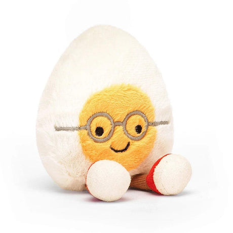 Pluszak Jellycat Amuseable Boiled Egg Geek 14 cm, urocza maskotka w okularach, idealna przytulanka dla dzieci w każdym wieku.